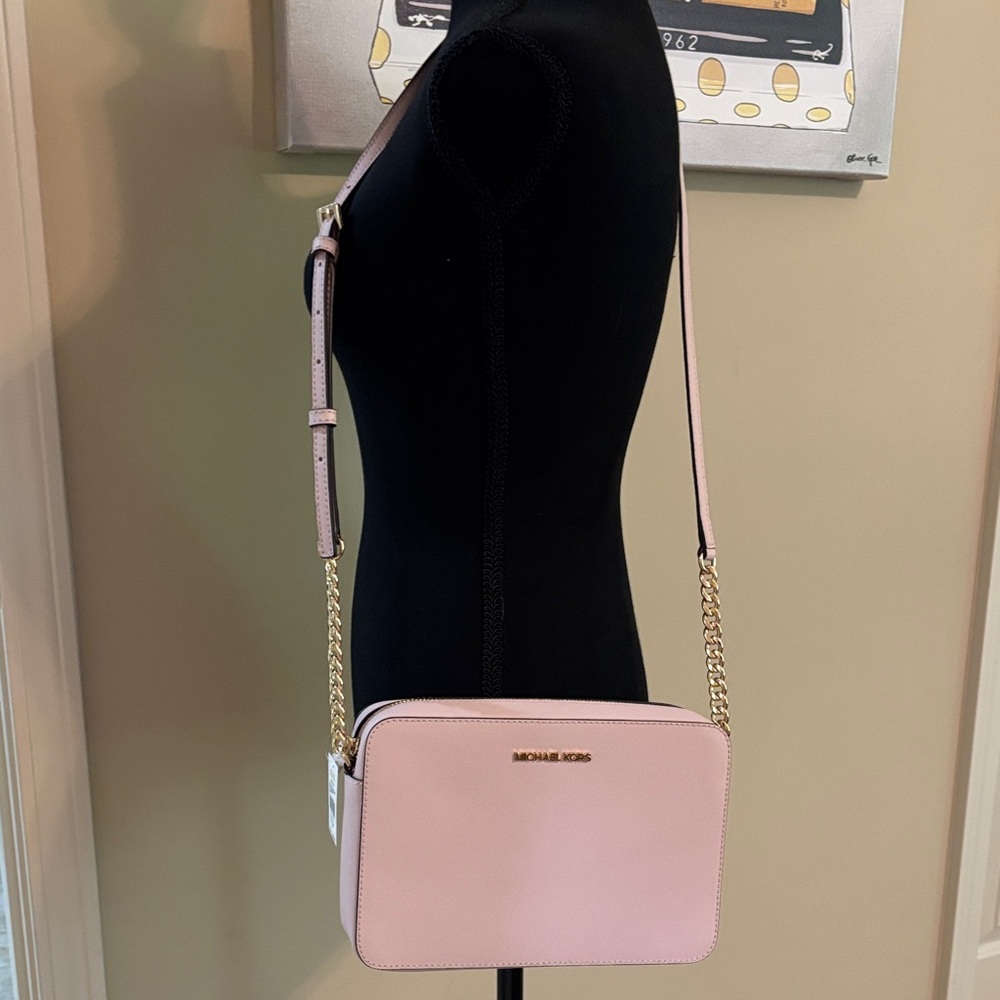 Michael Kors Light Pink Crossbody Bag with Gold Chain